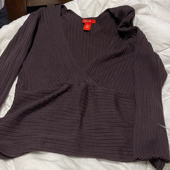 Chocolate soft faux wrap sweater - Picture 1 of 3